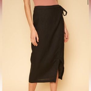 Whimsy + Row Linen Black Wrap Skirt